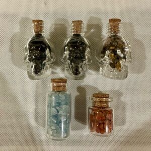 Semi Precious Gemstone Glass Bottles Set